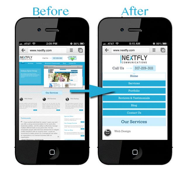 Mobile Friendly Website Before and After