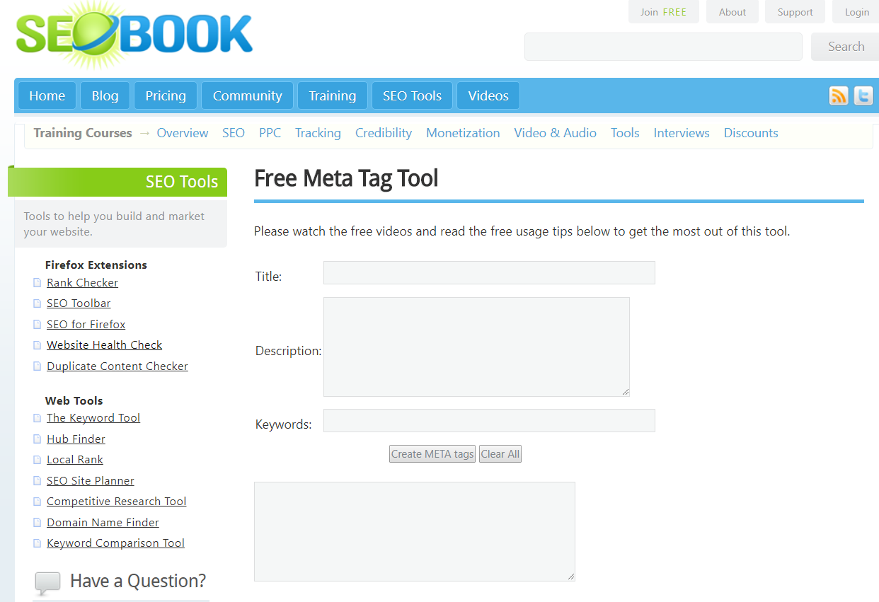 FREE SEO Meta Tag Tool to use when creating Meta Tags